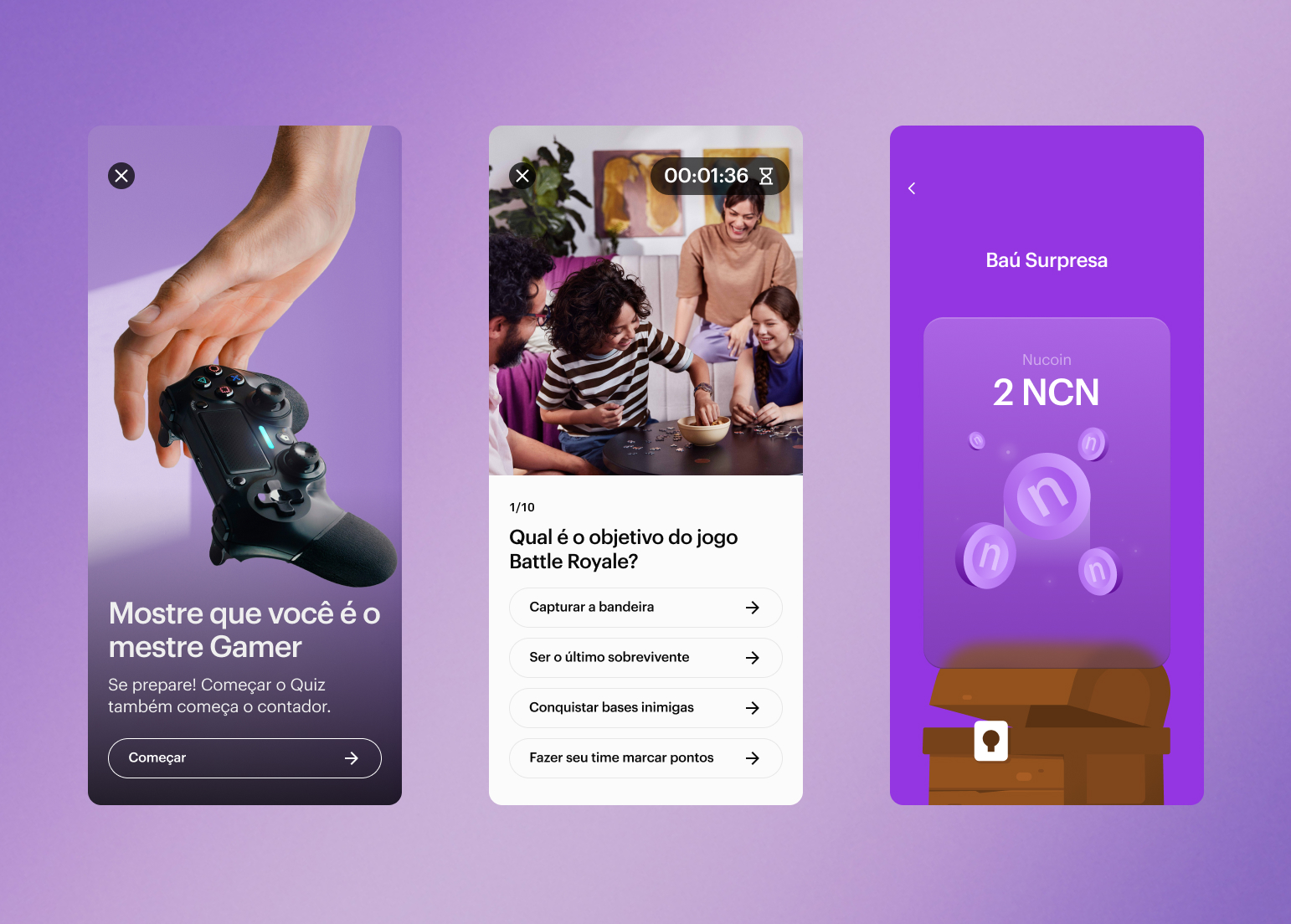 Random NuCoin screens showing different dynamics